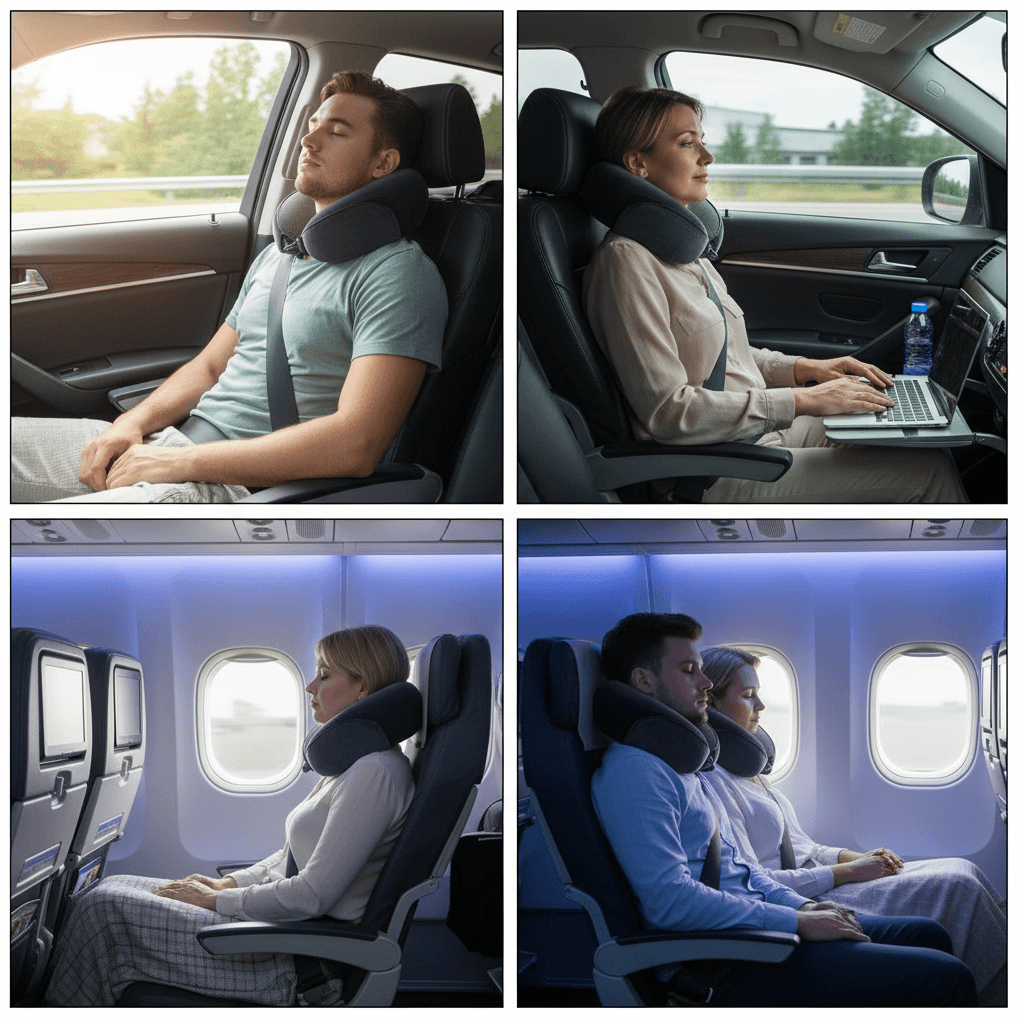 Collier Cervical de Voyage TravelNeck Vitalync - Avion, Train et Voiture