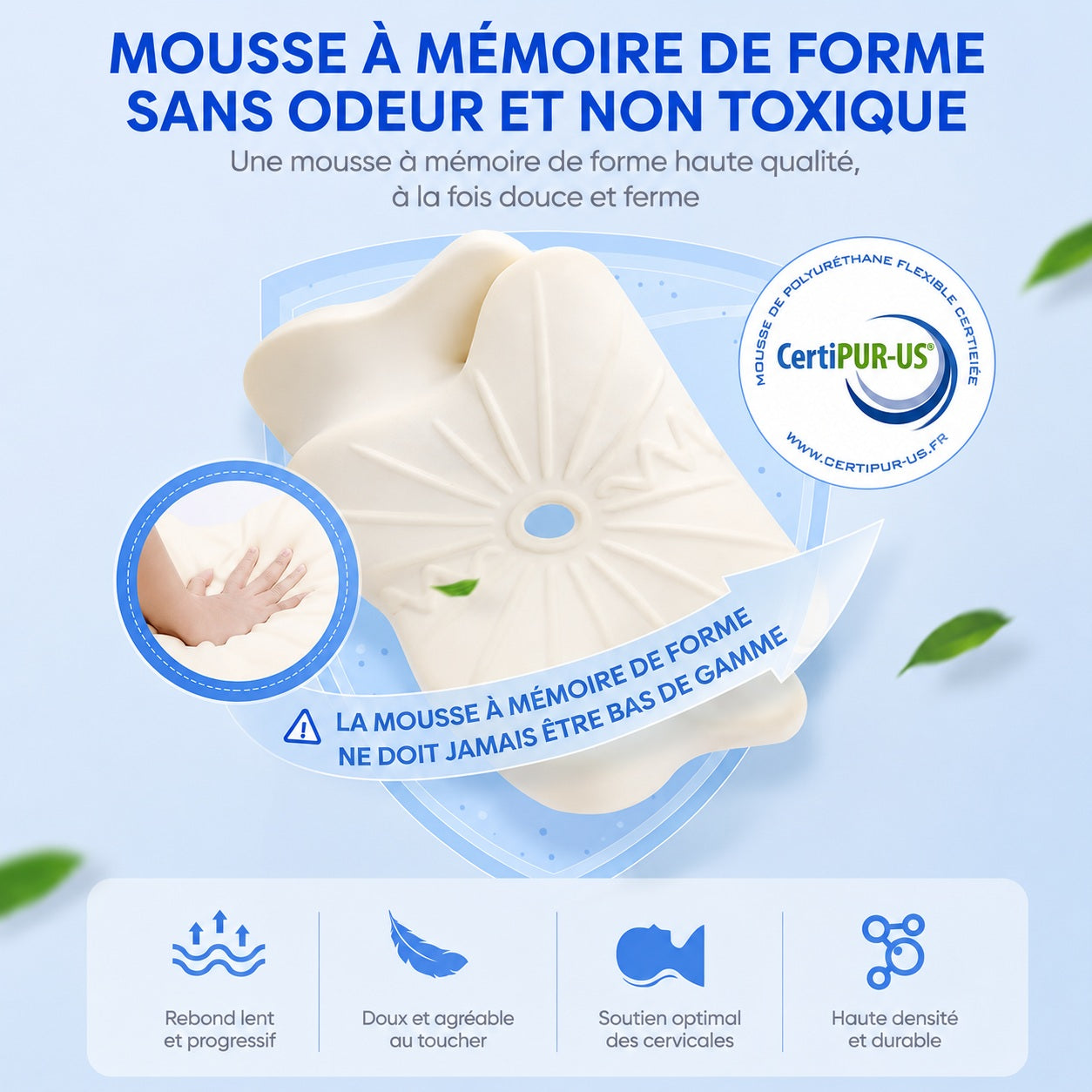 Oreiller Ergonomique Cervical — Mémoire de Forme PRO