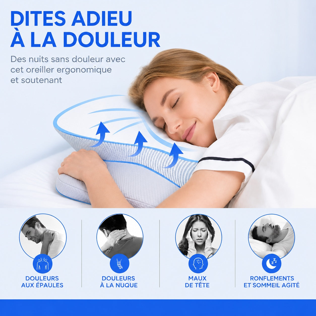 Oreiller Ergonomique Cervical — Mémoire de Forme PRO