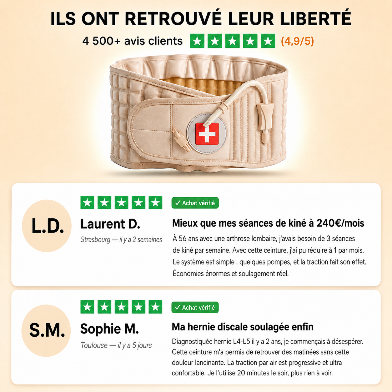 Ceinture Lombaire Vitalync à Décompression – Maintien et Confort du Dos